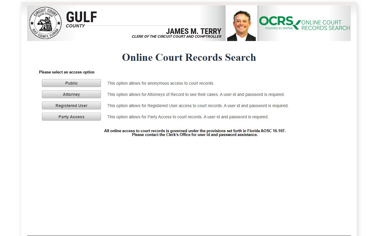 CiviTek Gulf County access options for court records after an arrest