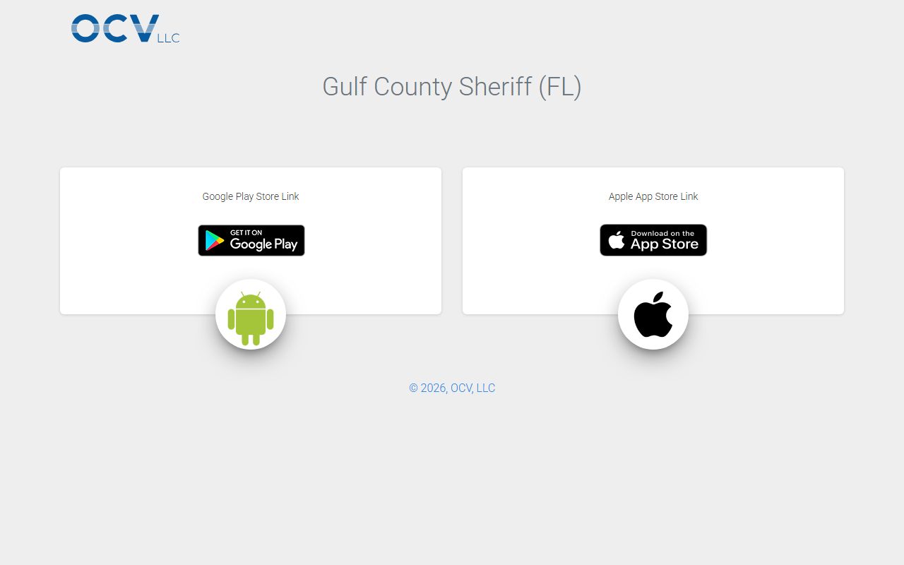 Gulf County Sheriff app download page for inmate population bookings